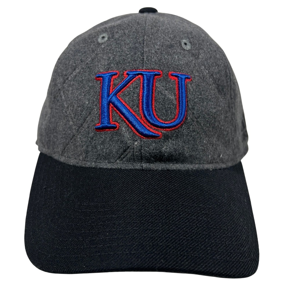 Adidas Kansas Jayhawks KU Quilted Wool Blend Adjustable Hat Grey Black OSFA
